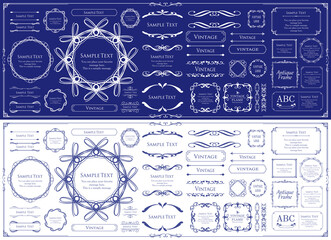 エレガントでゴージャスなフレームデザインセット。アンティークな罫線、ビンテージ調のプレート