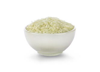 bowl of  rice on white  background