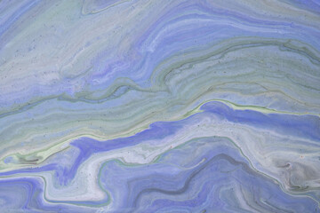 Abstract fluid art background light blue and gray colors. Liquid marble. Acrylic painting with gradient and splash.