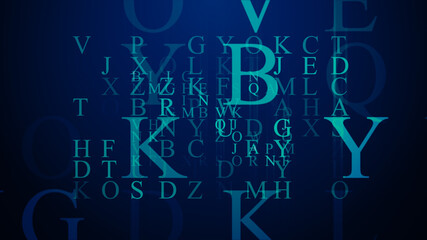 Abstract Blue Shiny Random Fractal Alphabet Letters Background Design