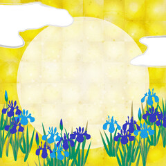藤の花の金箔風背景イラスト コピースペースあり Wall Mural Efuroku 藤の花の金箔風背景イラスト コピースペースあり Wall Mural Efuroku