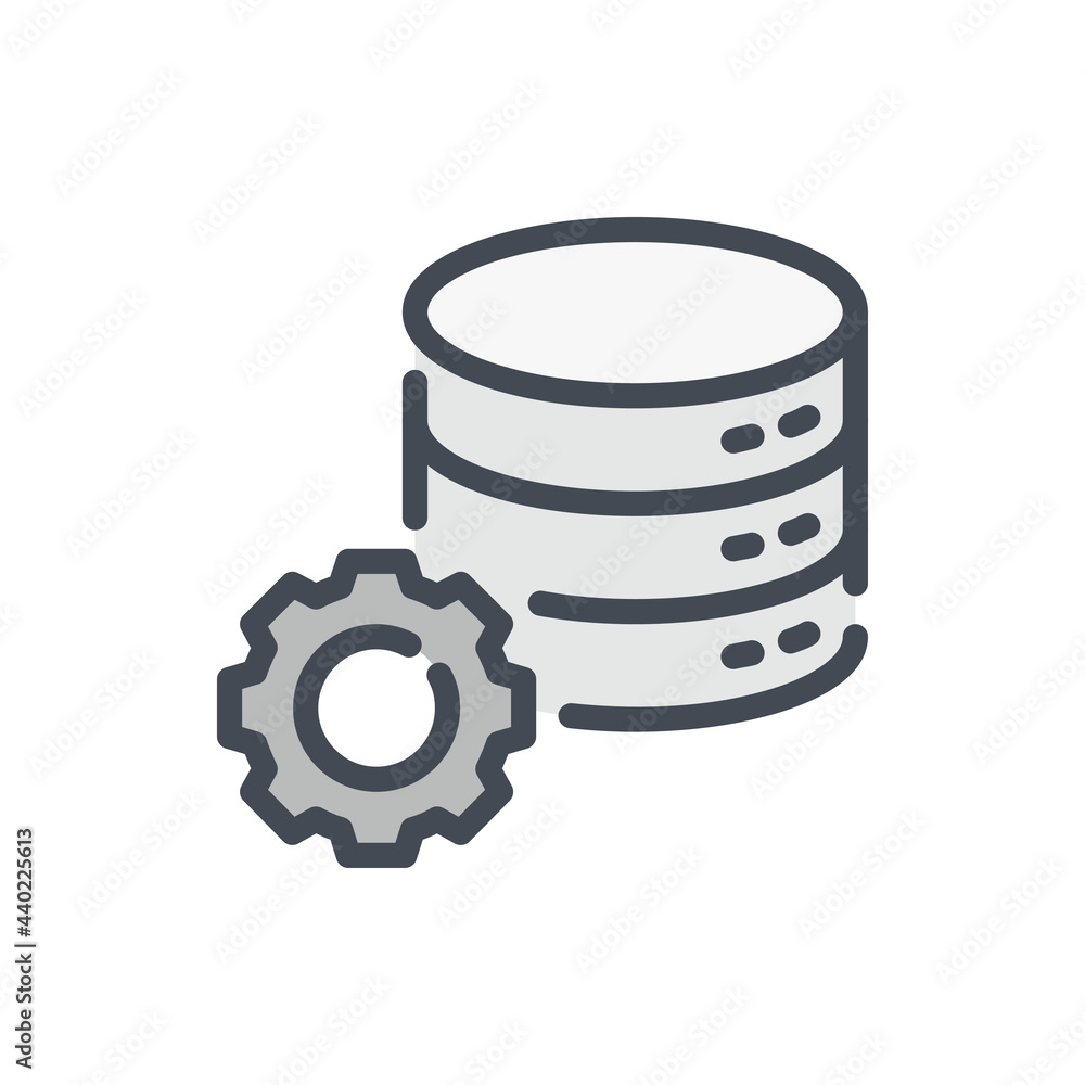 Poster database settings color line icon. server storage preferences vector outline colorful sign.