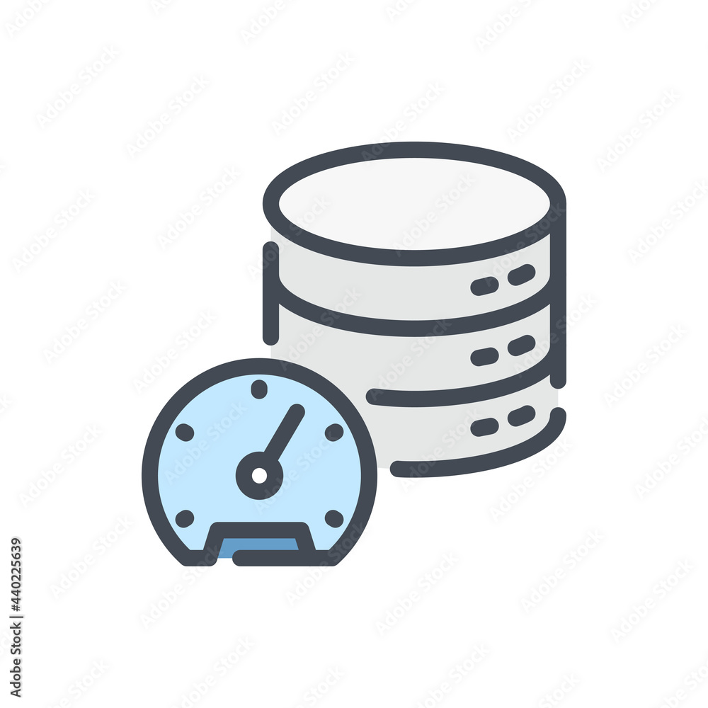 Poster database performance color line icon. server storage dashboard vector outline colorful sign.