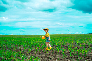 girl in a field, field, child, nature, grass, summer, sky, green, woman, young, meadow, happy, people, kid, outdoors, boy, spring, outdoor, garden, beautiful, blue, little © Yuri Skvortsov