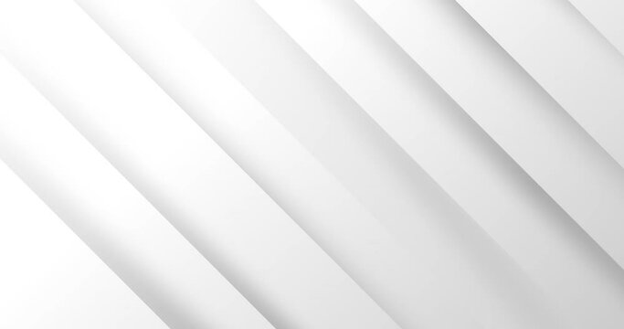 Elegant light grey white seamless looped background. Diagonal white stripes animation. Digital minimal geometric 3d BG. Technology metallic line. Premium luxury design template. Animated soft pattern