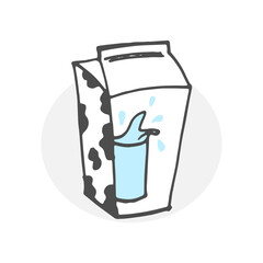 milk box illustration on white background. milk carton icon, hand drawn vector. fresh and healthy drink. doodle art for logo, label, sticker, clipart, poster, advertising, branding. plain flavor. 