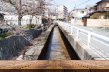 Fototapeta premium 3D rendering, wooden top table on isolate light and blurred background