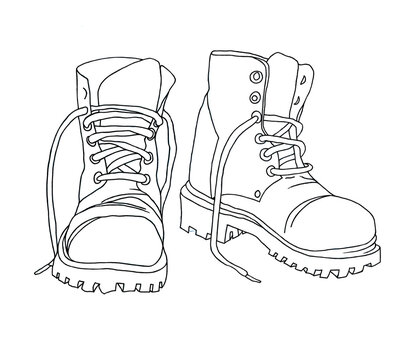 Hand drawn boots sketch colored Royalty Free Vector Image