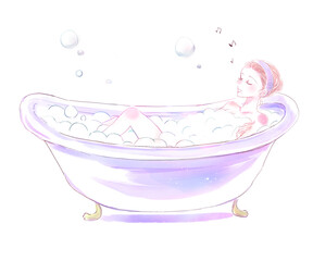 バスタイムを堪能する女性