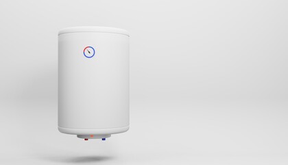 3D render of a white electric water heater.Digital illustration of a boiler for your business and industry.