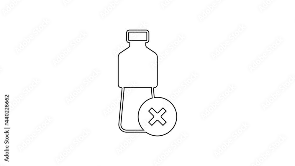 Canvas Prints black line no water bottle icon isolated on white background. no plastic bottle. water bottle ban si