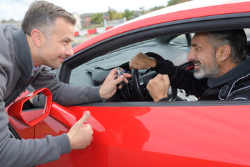 they are test driving a car