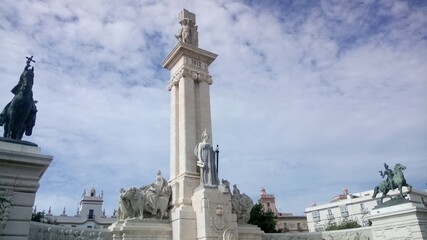 Fototapeta na wymiar Monument to the 1812 Spanish Constitution in the Plaza de Espana Square. Cadiz, Andalusia, Spain