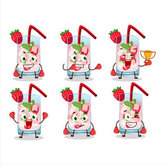 A sporty strawberry mojito boxing athlete cartoon mascot design