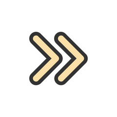 Rewind filled outline icon.