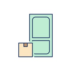 Delivery parcel to the door flat line icon