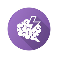 Brainstorm icon with long shadow for graphic and web design.