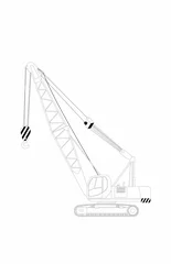 Fotobehang Sketch of crawler self-propelled crane on crawler chassis. © Александр Байдук