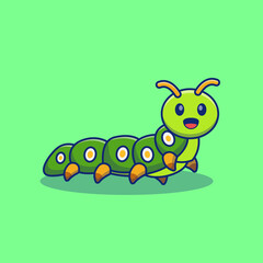 Happy smiling caterpillar illustration design. Isolated animal concept design. Suitable for landing pages, stickers, banners, book covers, etc.