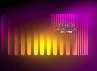Bright neon color techno abstract background, shiny glowing neon lines in the dark background