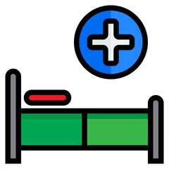 Fototapeta premium Bed color line style icon