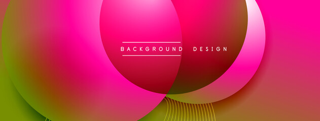 Gradient circles with shadows. Vector techno abstract background. Modern overlapping forms wallpaper background, design template