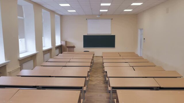 Empty University Modern Lecture Hall Or College Classroom