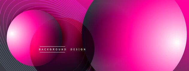 Gradient circles with shadows. Vector techno abstract background. Modern overlapping forms wallpaper background, design template