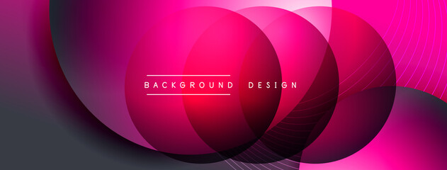 Gradient circles with shadows. Vector techno abstract background. Modern overlapping forms wallpaper background, design template
