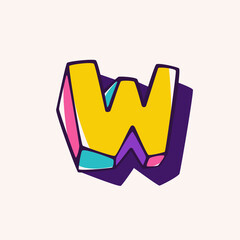 Letter W logo in cubic children style based on impossible isometric shapes.