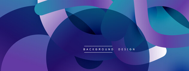 Abstract overlapping lines and circles geometric background with gradient colors