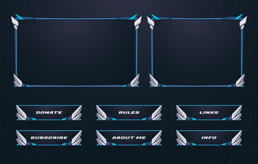 twitch border and menu panel overlay design set