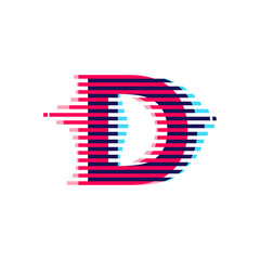 D letter logo with vibrant line glitch effect.