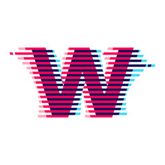 W letter logo with vibrant line glitch effect.