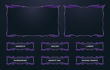 twitch border and menu panel overlay design set