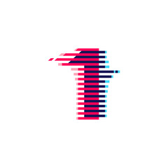 Number one logo with vibrant line glitch effect.