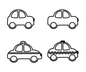 Collection of various cars on a white background. Symbol. Vector illustration.