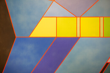 Paint on Canvas with Coloured Geometric Figures