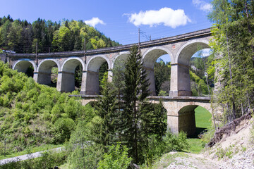 Fototapeta na wymiar Semmering mountain railway historic viaduct bridge