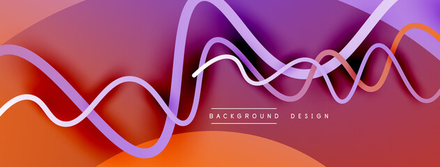 Abstract gradient background with wave line with shadow effect. Geometric composition. 3D shadow effects and fluid gradients