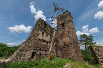 The romantic ruins of the Gutstejn Castle with its beautiful landscape are located above the tributary of the Utersky Brook southeast of Bezdruzice in the Tachov district - Region Plzeň - Czechia