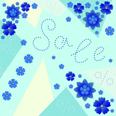 Abstract blue flower. Sale. Artistic vector illustration. Vector drawing. Vector set.