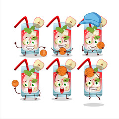 Talented apple mojito cartoon character as a basketball athlete