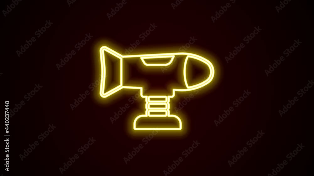 Sticker Glowing neon line Swing plane on the playground icon isolated on black background. Childrens carousel with plane. Amusement icon. 4K Video motion graphic animation