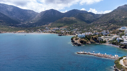 Obraz premium Aerial photo of a beach in Bali village. Crete.