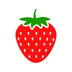 Natural strawberry icon in carton style. Garden strawberries fruit isolated on white background. Fresh organic berry vector illustration.