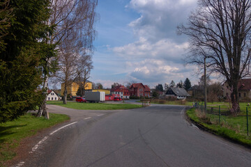A view of the center of a small village in northern Bohemia, closer to Staré Křečany in the Czech Republic.