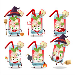 Halloween expression emoticons with cartoon character of apple mojito