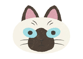 ぶさかわシャム猫の手描き風テクスチャ付きアイコン