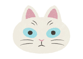 ぶさかわ白猫の手描き風テクスチャ付きアイコン